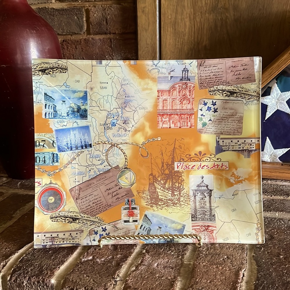 Collage Style Travelers Plate Showing Map of Africa